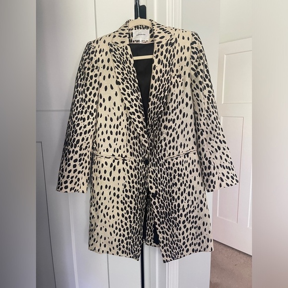 Emerson Fry Wingtip Leopard Linen Jacket Long Coat - Picture 3 of 6